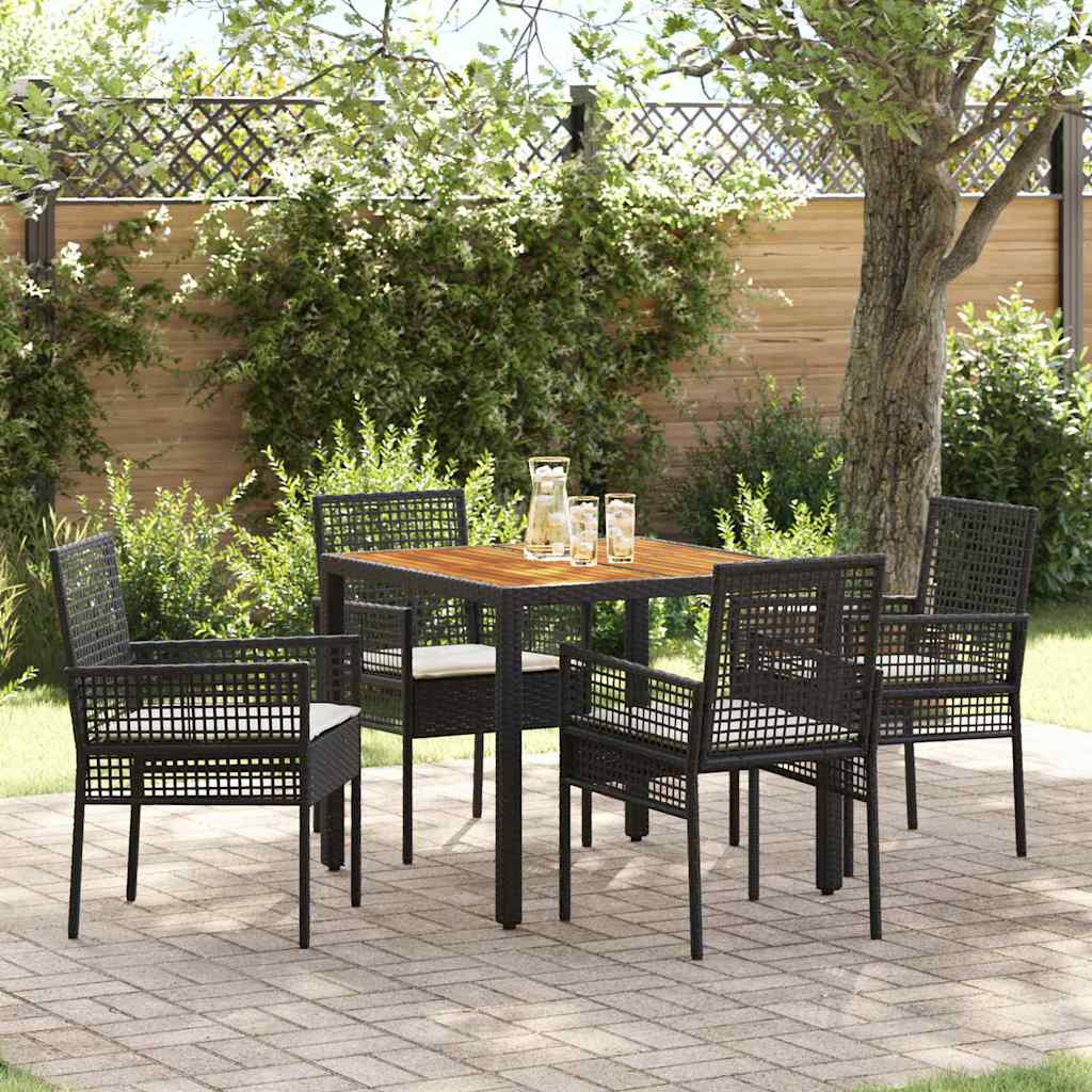 Garden Dining Set 5 pcs Black Poly Rattan