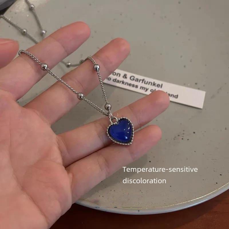 Termochromický náhrdelník lásky pro ženy – stylový řetízek klíční kosti s výklenkovým designem