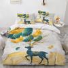 Cartoon Elk Duvet Cover King Queen Size Golden Deer Pattern Bedding Set for Teens Adults Wild Buck Quilt Cover with Pillowcase