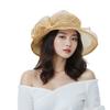 Floral Pattern Retro Large Brim Hat With Uv Sunshade For Beach And Garden Wear