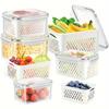 3pcs/Set Transparent Double-layer Fresh-keeping Box, Draining Plastic Box, Refrigerator Specific Refrigerated Sealed Storage Box with Lid