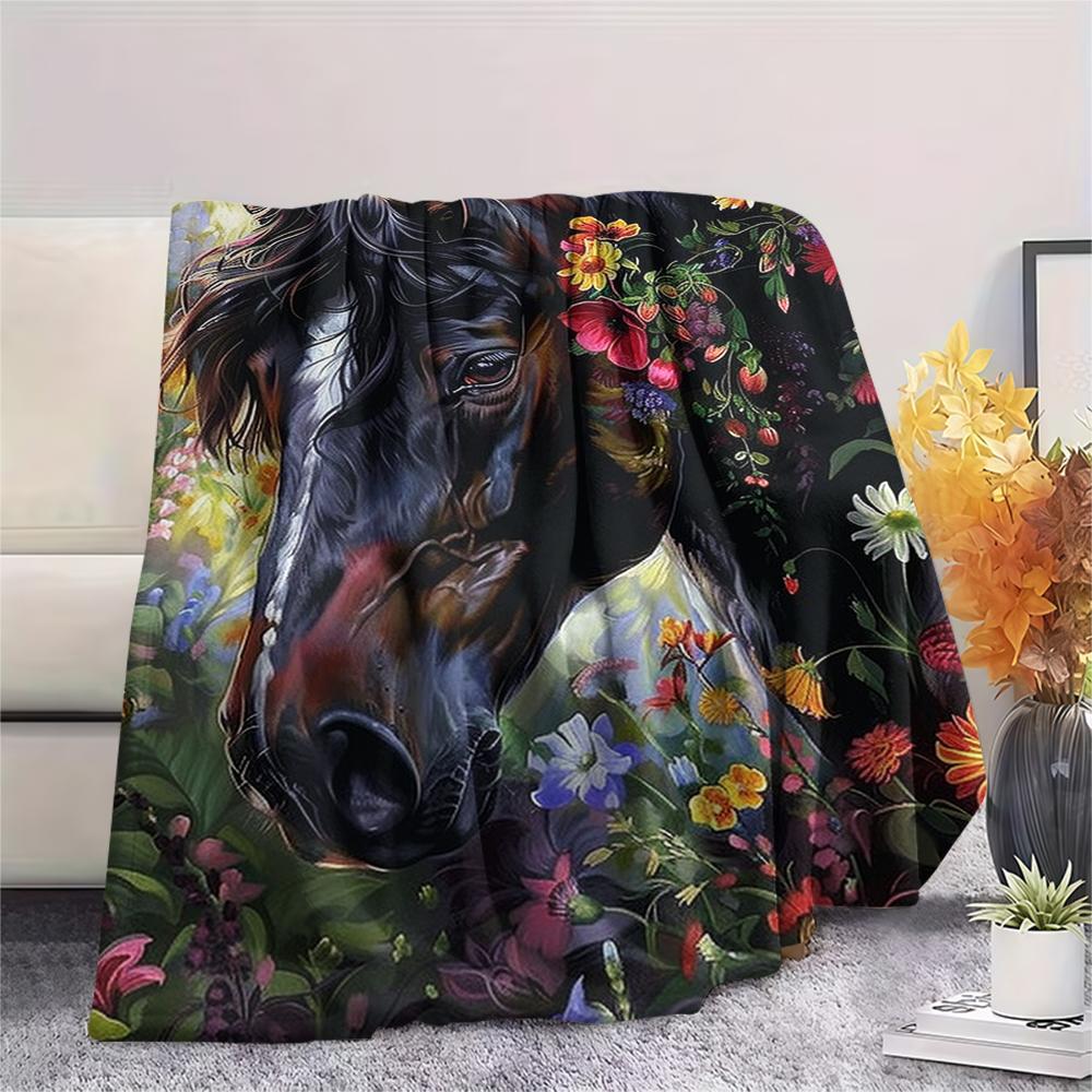 1Pc Cartoon Print Flannel Blanket, High Quality Comfortable for All Seasons, Home Decor, Warmth and Comfort, Perfect for Christmas Birthday Gift