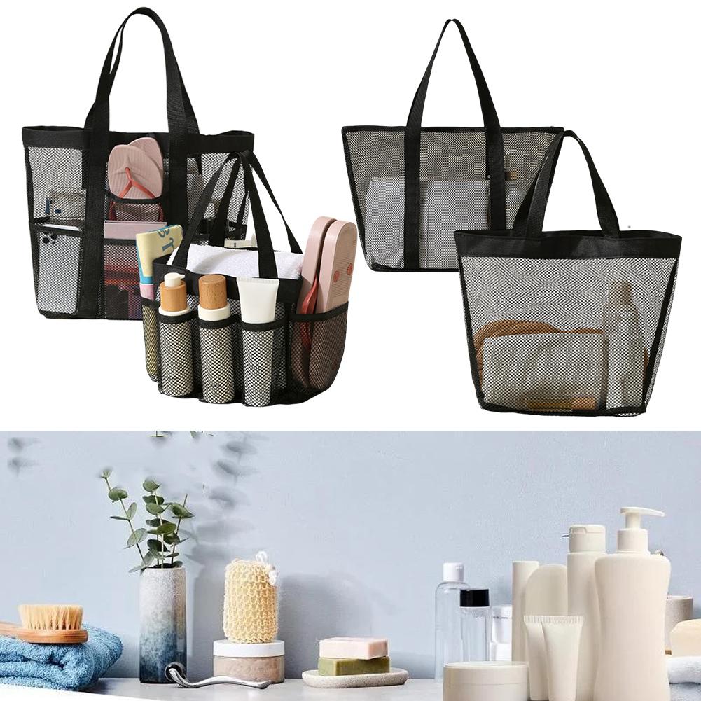 1pcs Mesh Portable Storage Bag Hanging Shower Toiletry Bag Swimming Storage Bag Outdoor Travel Storage Bag Bathroom Accessories