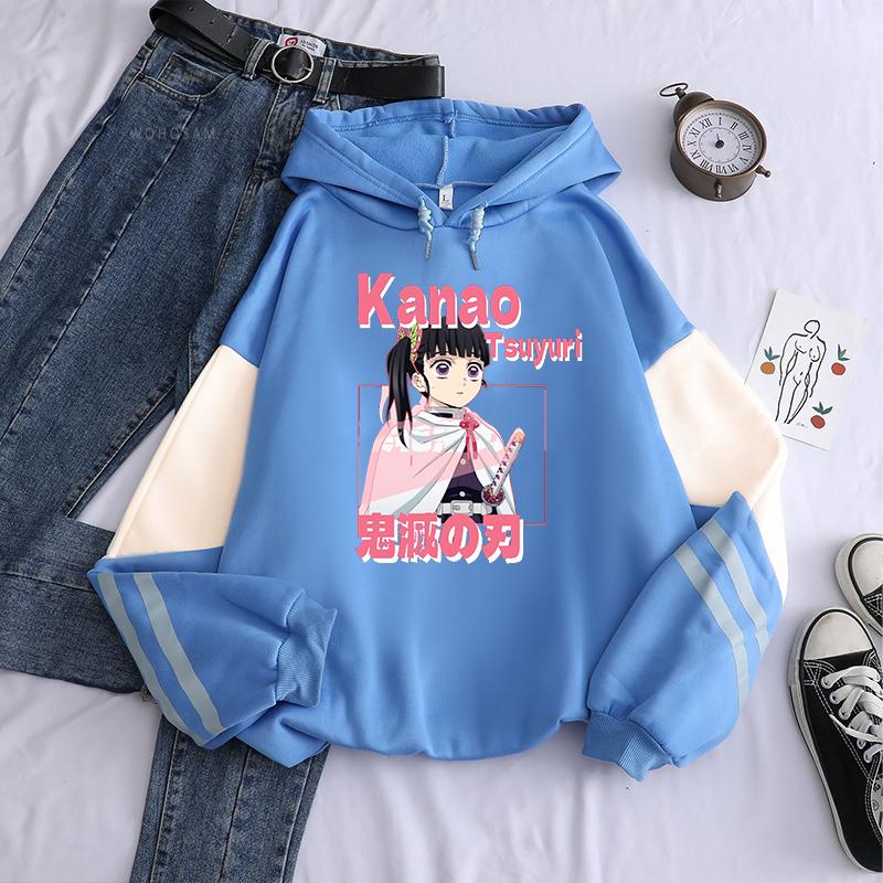 

Аниме Demon Slayer Kanao Tsuyuri Kawaii принт с капюшоном для мужчин и женщин толстовки Kimetsu No Yaiba уличная одежда Harajuku унисекс толстовка M синий/хаки