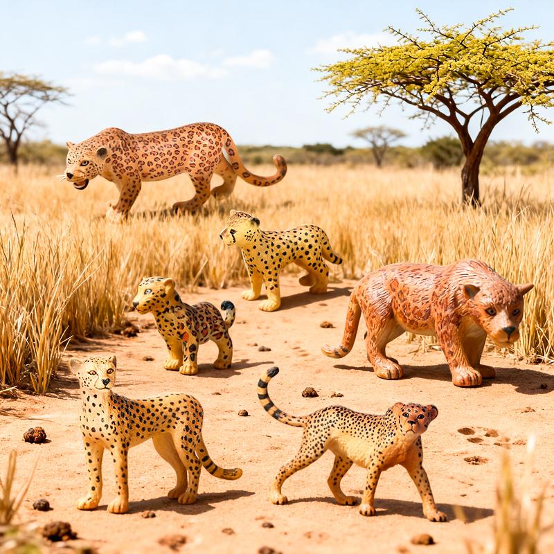 Oenux Animale Sălbatice Africane Simulare Ghepard Sălbatic Leopard de Zăpadă Jaguar Figurină de Acțiune Figurine Model PVC Educativ Jucării pentru Copii