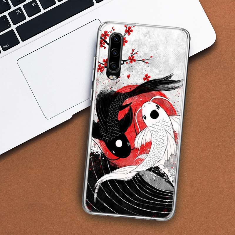 

Япония Koi Fish Yin Yang Art чехол для телефона для Huawei P30 P20 P10 P40 P50 Pro Mate 20 40 30 10 Lite популярные Fundas Art Gift Co Huawei Mate 40 Pro