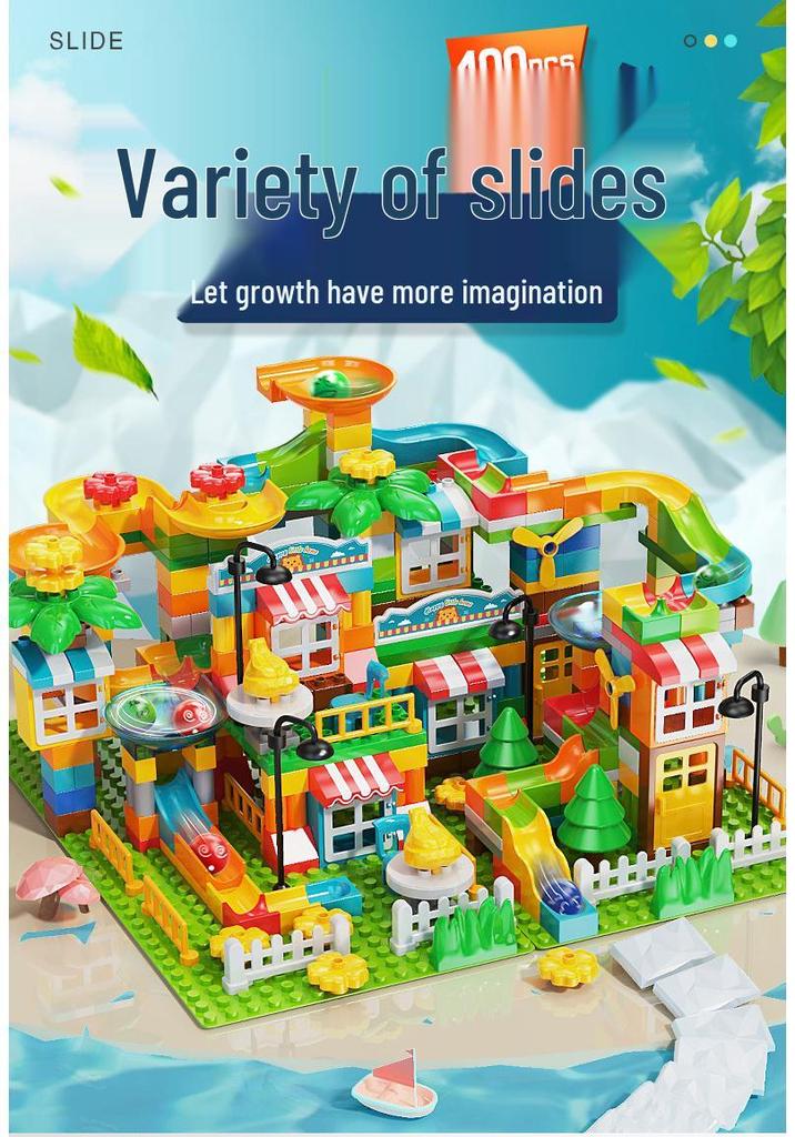 Feile House Slide Building Blocks for Kids 3+ - Hands-on Early Education Toy with Large Parts, Free Shipping