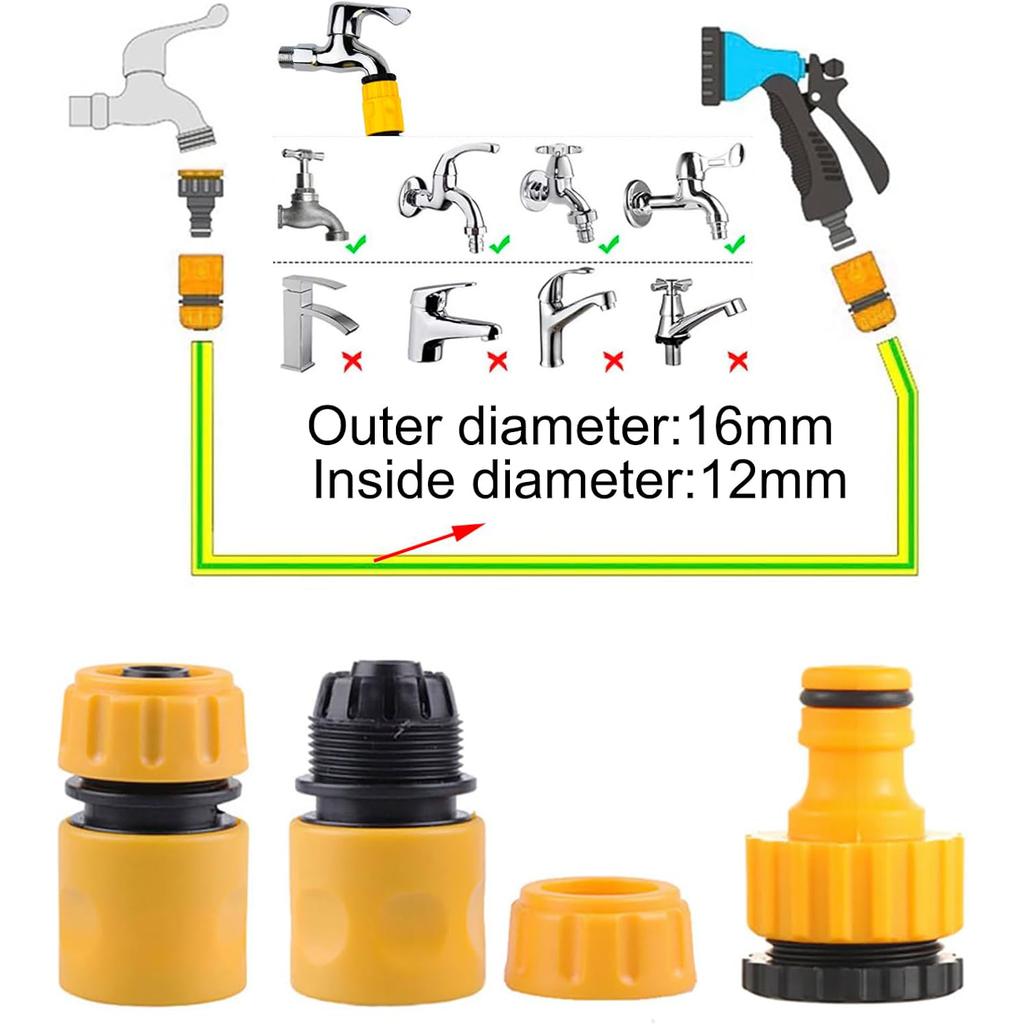 6 Pcs Garden Quick Hose Connector 1/2” End Double Male Hose Coupling Joint Adapter Extender Set For Hose Pipe Tube