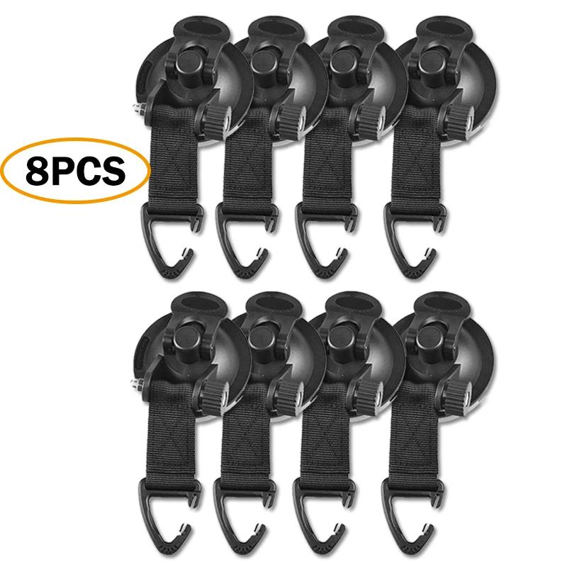 4/8PCS Heavy Duty Anchor Suction Cup with Strap Multi-Purpose Securing Hook for Car Tent Roof Boat Tarp Campers Storage Hook