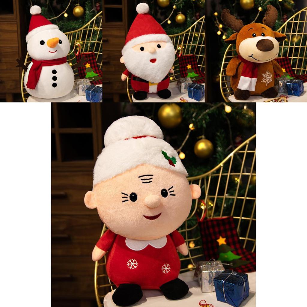 Christmas Reindeer Santa Claus Snowman Plush Doll With Soft Short Plush For Holiday Decor And Gift Giving