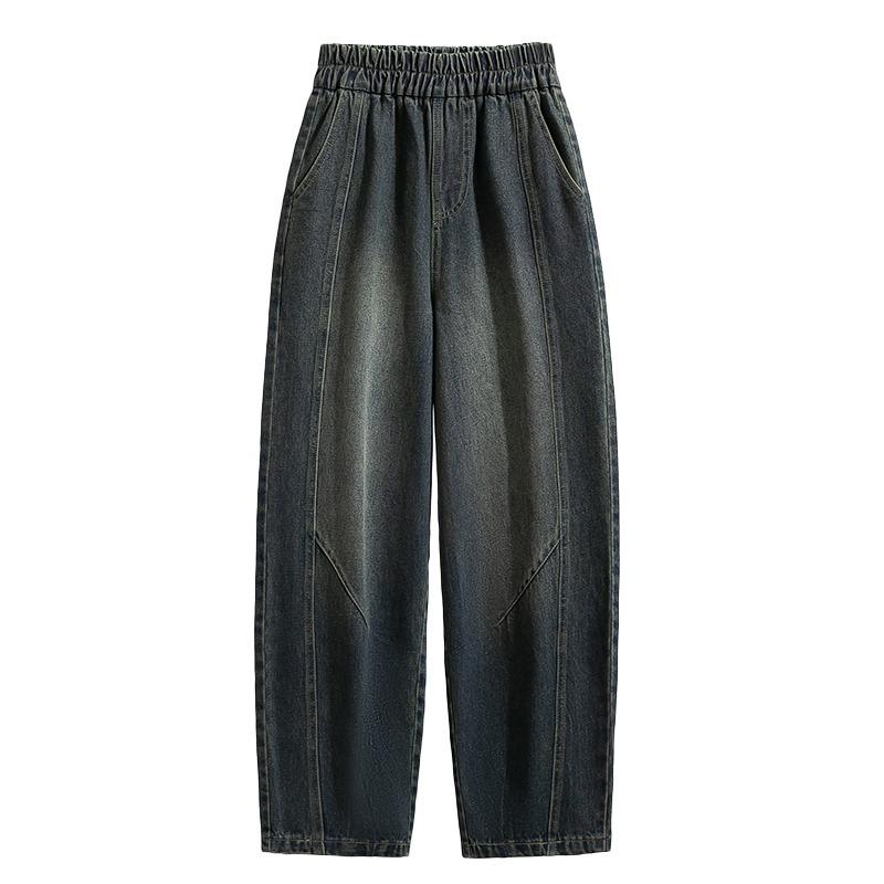 DIMANAF 2026 Autumn Winter Plus Size Women Vintage High Waist Loose Jeans Casual Streetwear Denim Pants