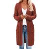 Autumn and winter new knitted long twist sweater women's solid color button-in-bag cardigan jacket