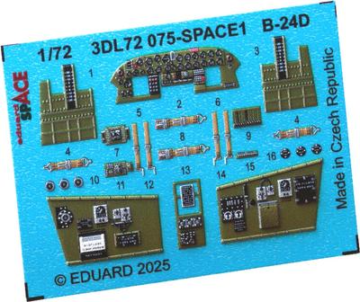 Eduard 1/72 Space B-24D Interior 3D Decal with Etching Parts Set (for Airfix) Plastic Model Decal EDU3DL72075 (Airplane)