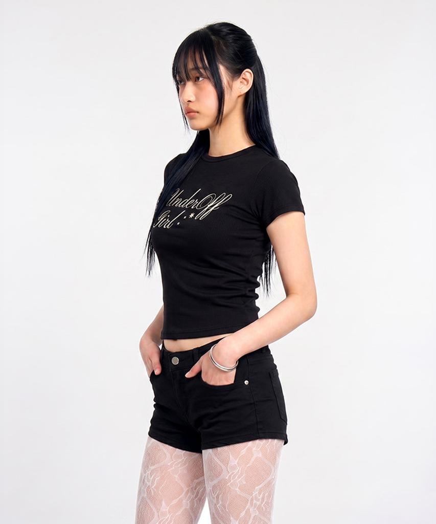 UNDEROFF Stretch Cotton Slim Short Sleeve T-Shirt Romantic Black