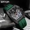 SANDA Men's Waterproof Luminous Sports Watch - Countdown & Multifunctional Barrel-Shaped Electronic Watch with Large Dial
