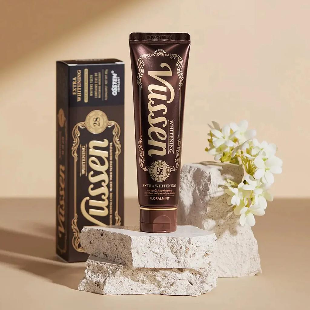 VUSSEN 28 Teeth Whitening Gel,Toothpaste Floral Mint Flavour 80g