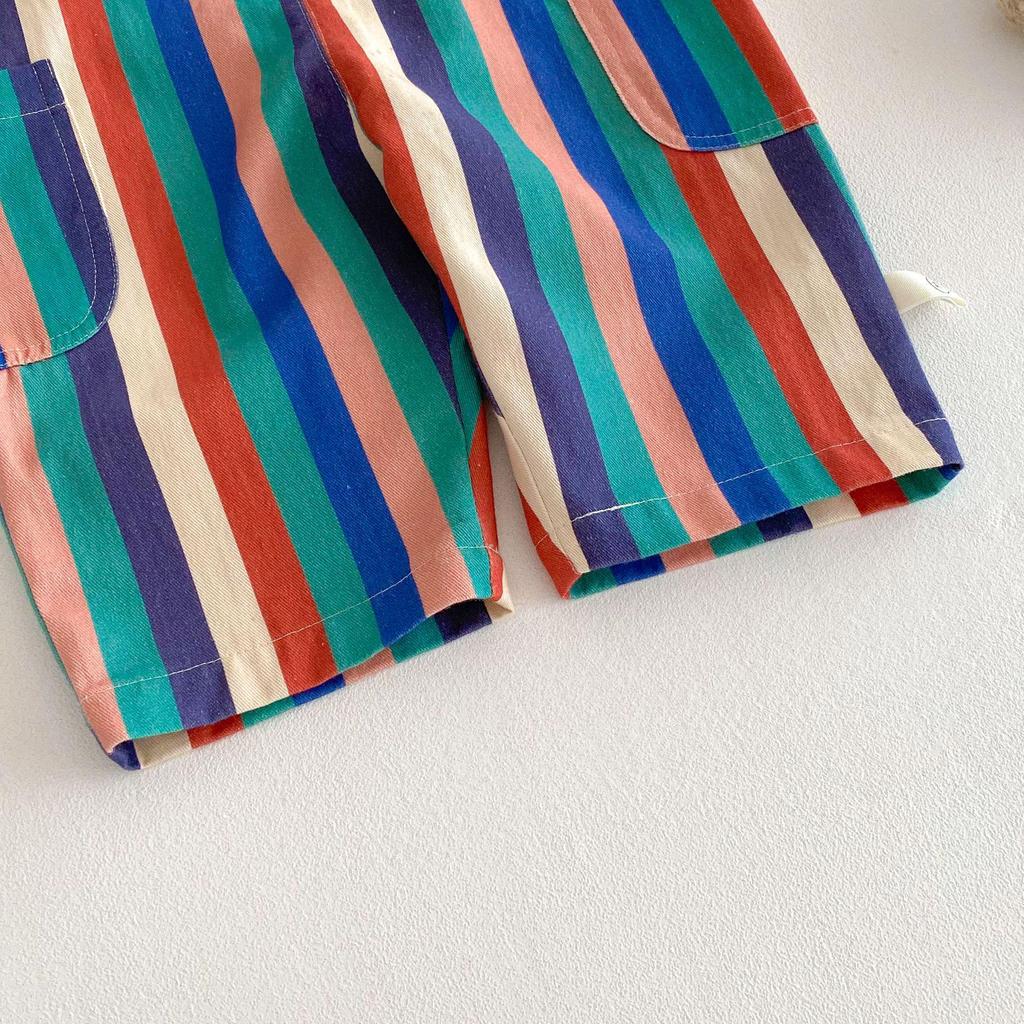 2025 New Spring Striped & Polka Dot Korean Style Pants for Kids - Stylish Girls' and Boys' Overalls