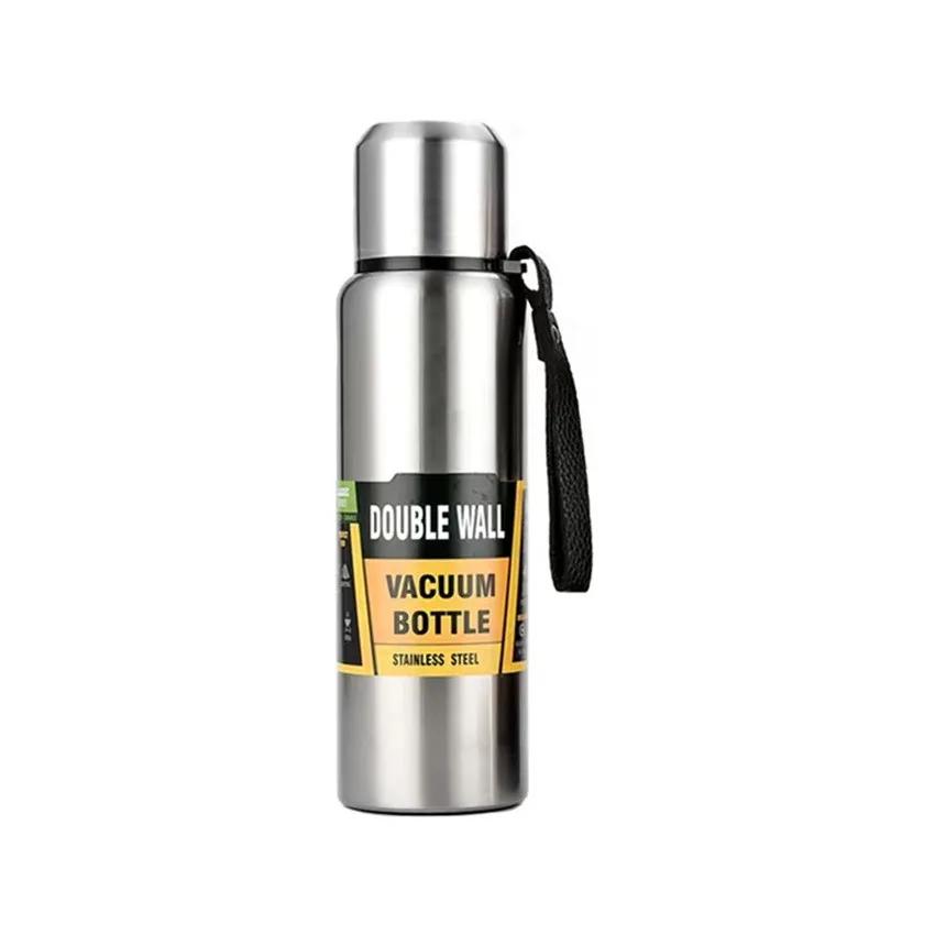800/1000/1500 ml große Kapazität Ganzstahl-Thermoskanne aus Edelstahl, tragbarer isolierter Becher mit Seil-Thermoflasche