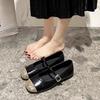 New spring and summer versatile one-word with flat-soled single shoes French silver evening breeze soft-soled shallow mouth Mary Jane shoes 2025 women