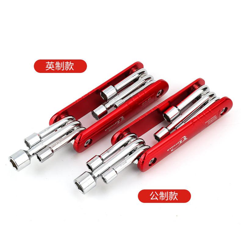 Compact Hex Socket Set - Folding Allen Key with Aluminum Handle, Metric and Imperial Sizes