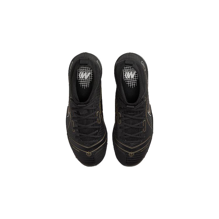 Nike Mercurial Superfly 8 Academy TF GS Black Metallic Gold Kids Sneakers Metallic-Silver Medium-Ash DJ2864-007