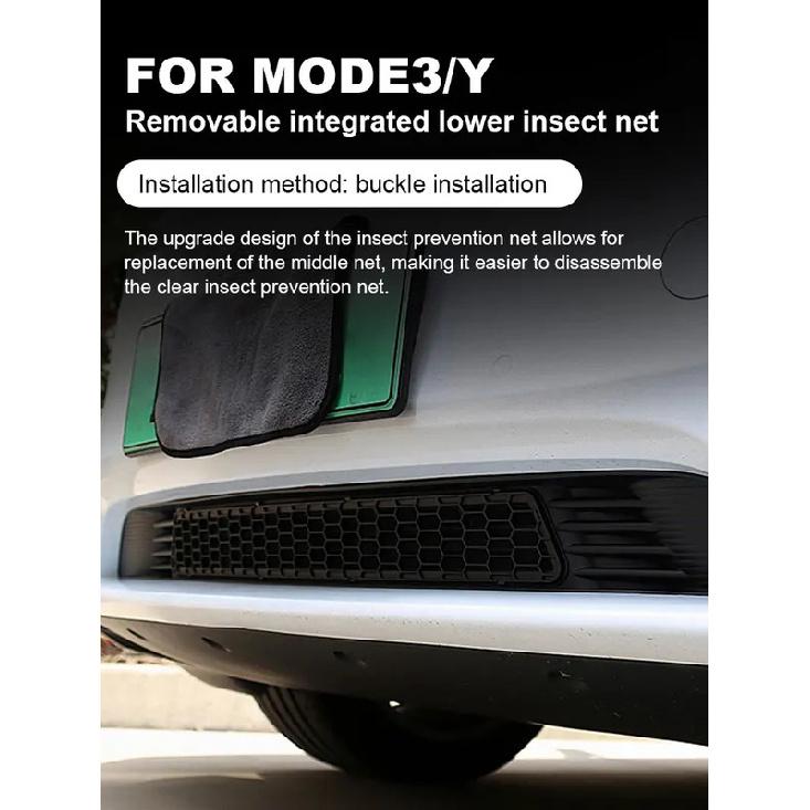Auto-Rennsport-Kühlergrills Wärmeabstrahlung Integriertes Insektenschutzgitter Abnehmbare Schnallenmontage für Tesla Model 3 Y 2020-2023