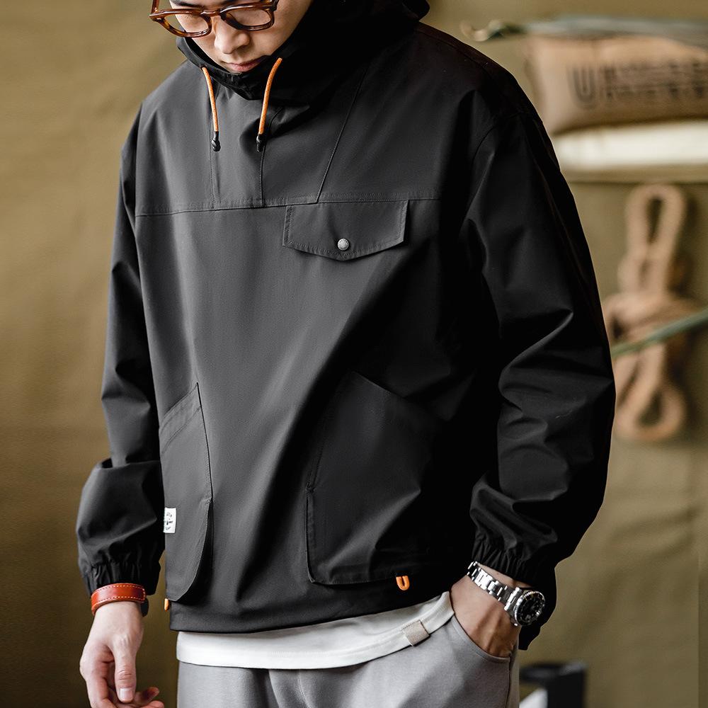 Maden Casual Outdoor Multi-pocket Hooded Men's Jackets Spring Fall Loose Windbreak Parka Ginger Climbing Outerwear Track Jacket