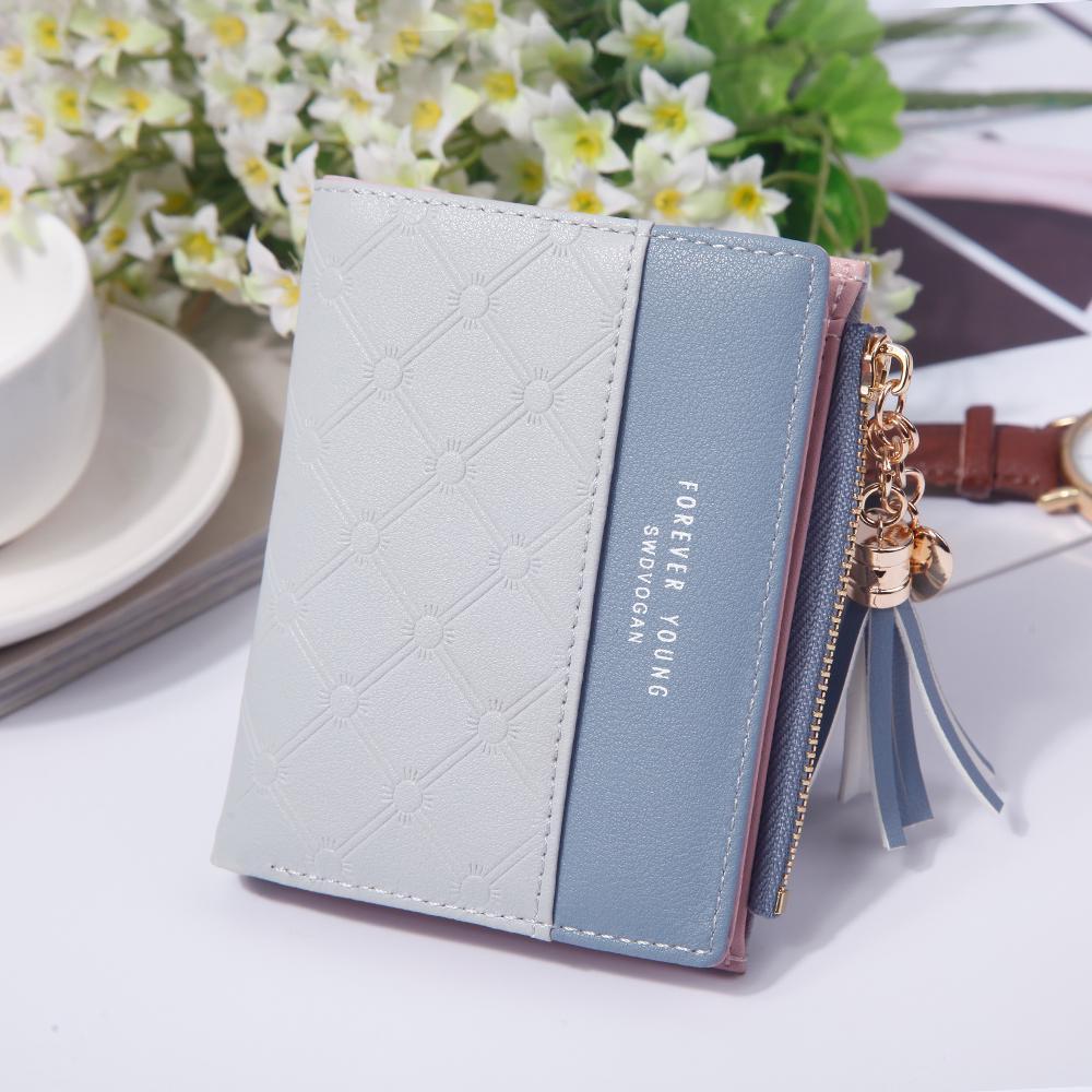 Fashion Women Short Wallets Pu Leather Tassel Zipper Small Purse Holder Cards