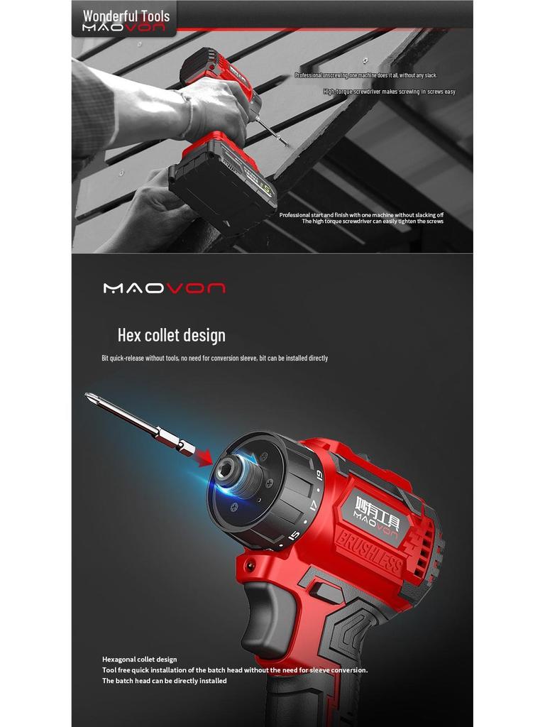 Wonderful Rechargeable Brushless Lithium Electric Impact Screwdriver Drill