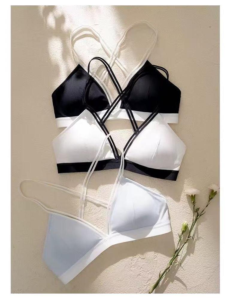 Französischer Triangel-Cup Damen-BH-Set - Schlankmachender Effekt, Tiefer Ausschnitt, Sexy, Schöner Rücken, Herbst Dünner Stil