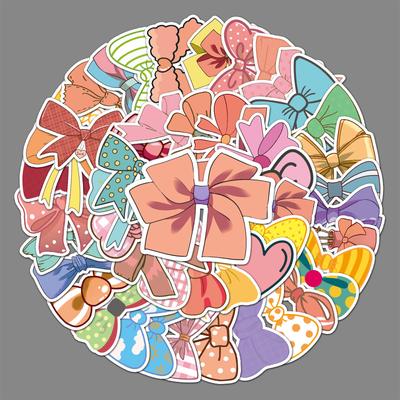 50 Bow Doodle Cartoon Girl Fresh PVC Waterproof DIY Skateboard Water Cup Suitcase Sticker