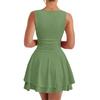 Women's Casual And Fashionable Pleated Hem Round Neck Dress Sleeveless Tight Corset Short Dress