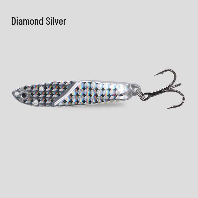 Zinc Alloy Long Cast Iron Plate Lure with Reinforced Treble Hook for Bass, Mandarin Fish, and Perch