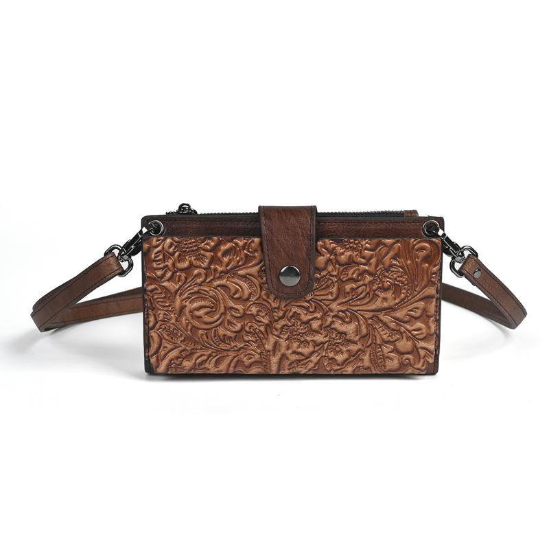 

Johnature Retro Women s Long Wallet Multifunctional Crossbody Bag Genuine Leather Phone Bag Creative Shoulder Bag кофейный