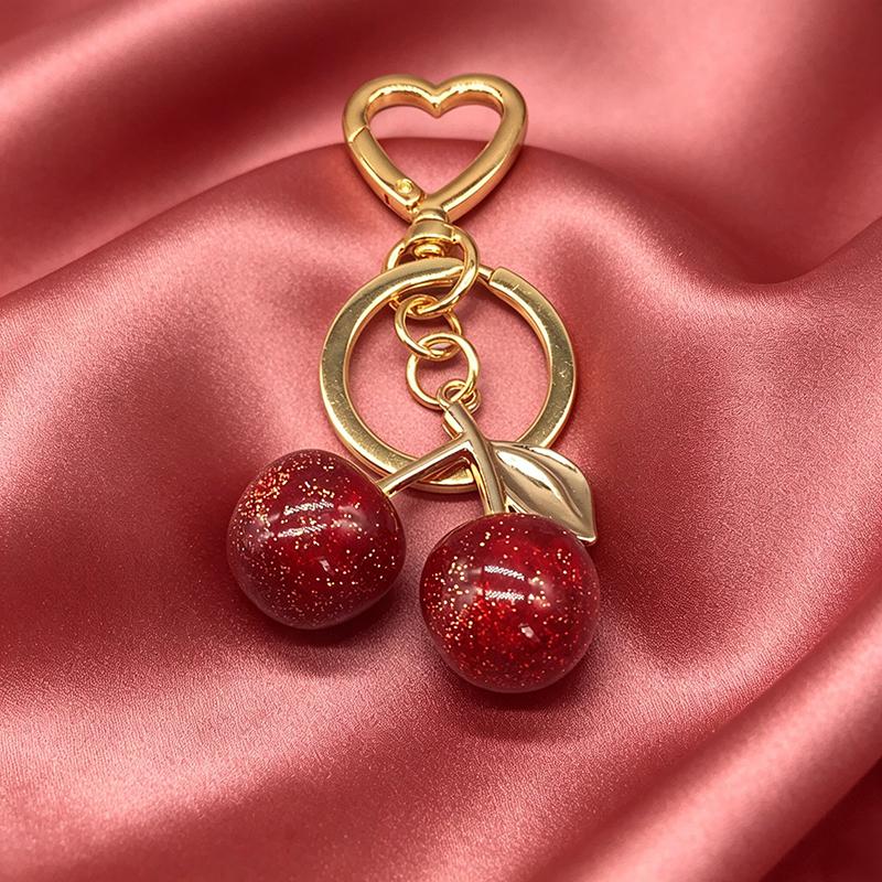 

Yogodlns Fashion Delicious Red Cherry Bag Pendant Summer Fruits Cherries Pendant For Women Men one size червоний
