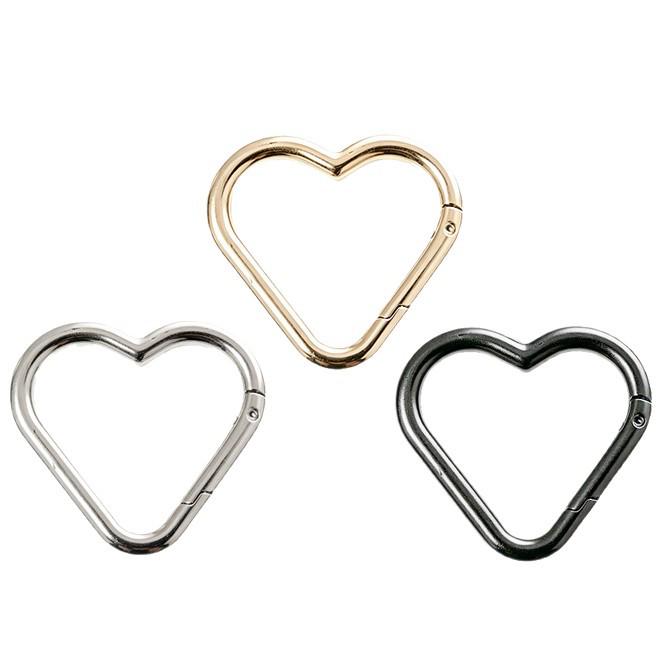 Heart-Shaped Zinc Alloy Spring Buckle Keychain for DIY Jewelry & Bags