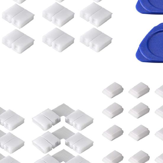 1 Set LED Strip Light Connector 4-Pin Unwired Gapless Solderless Connector L-shape Corner Adapter Self-adhesive Clip Triangle Crow Plate Kit