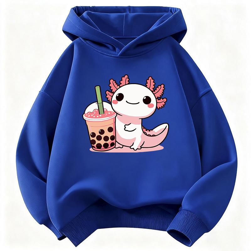 Sudadera con capucha suave y cálida para niños, diseño de ajolote, sudadera infantil linda para niños y niñas, manga larga, sudaderas con capucha casuales