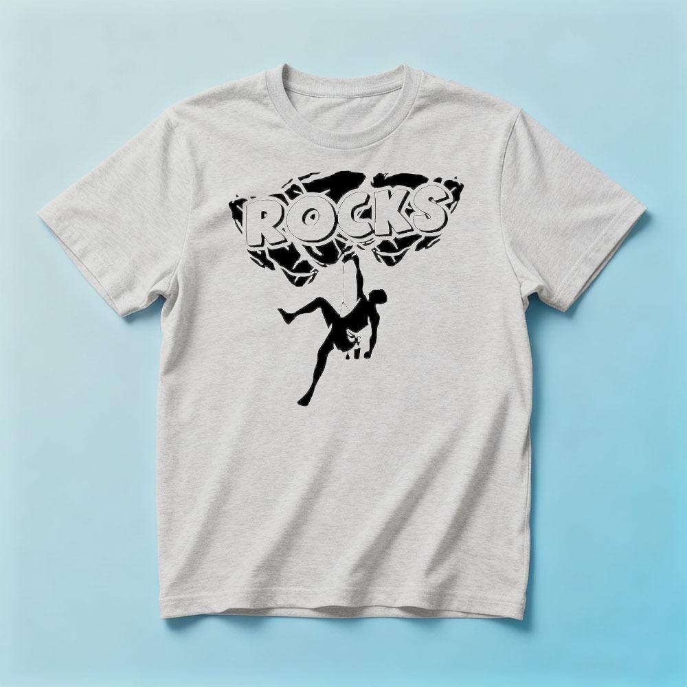 Retro Rocks Climbing Print Tshirt For Unisex Bold Climber Silhouette Casual Cotton Tee Rock Climbing Bouldering Humor Short Sleeve