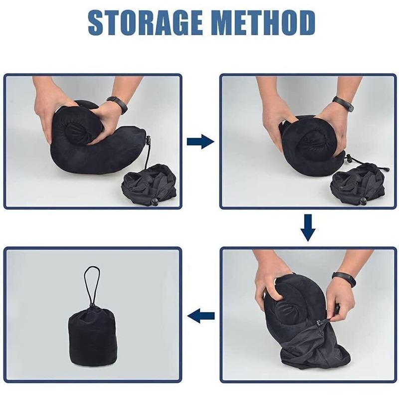 Pernă de călătorie din spumă cu memorie Pernă de sprijin pentru cap pentru gât + geantă de transport dopuri pentru urechi și mască