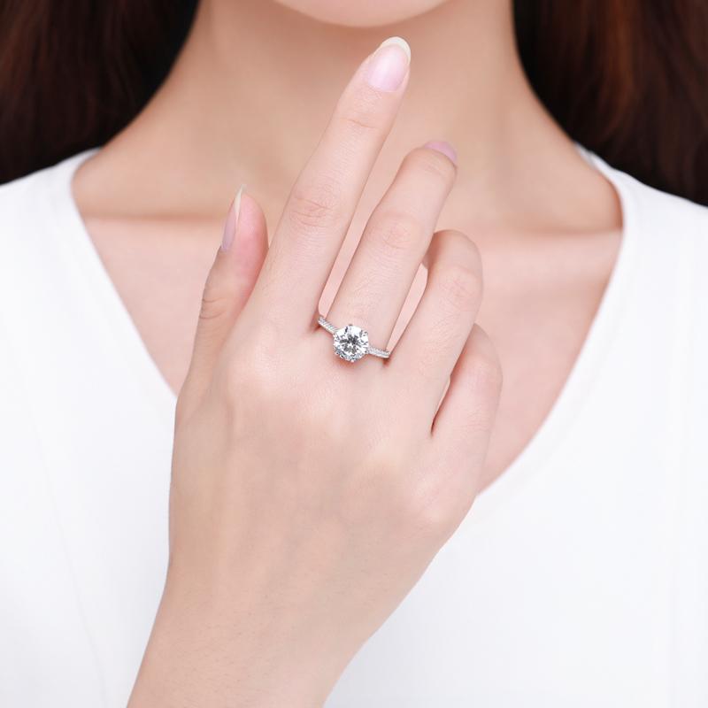 MODIAN Clear 3ct CZ Stone Ring 925 Sterling Silver Crown Rings for Women Wedding Engagement Statement Fine Jewelry