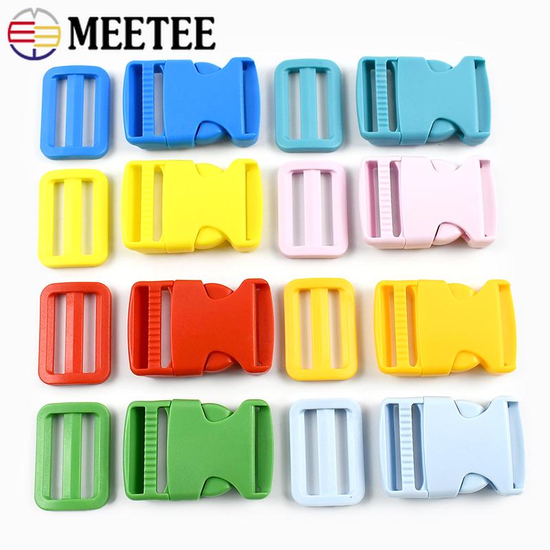 5/10Sets Meetee 25/32/38mm Backpack Belt Buckles Plastic Release Clasp Tri-Glide Slider Ring Hook Safety Clip Buckle DIY Craft