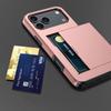For iPhone 17 Pro Max Case with Card Holder TPU+PC Phone Back Cover