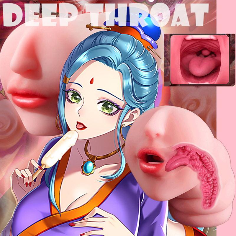 Gură Masturbator masculin Păsărică Dinți moi Limbă Muie artificială Oral Gât adânc Vagin realist 2 kg Jucării sexuale