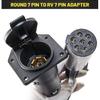 Oyviny 7 Pin Round To 7 Pin RV Trailer Adapter With Mounting Bracket, 7 Pole Round To 7 RV Blade Adapter 14 Inches Length