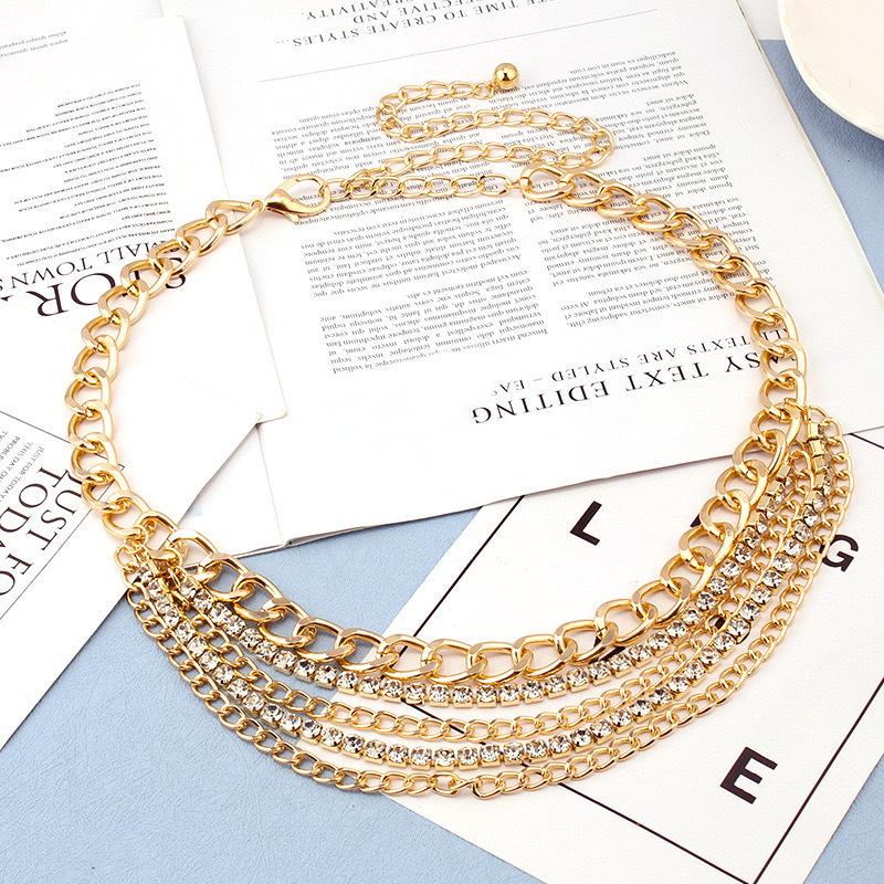 Sexy rhinestone claw chain multi-layer fringed body chain retro geometric chain waist chain female