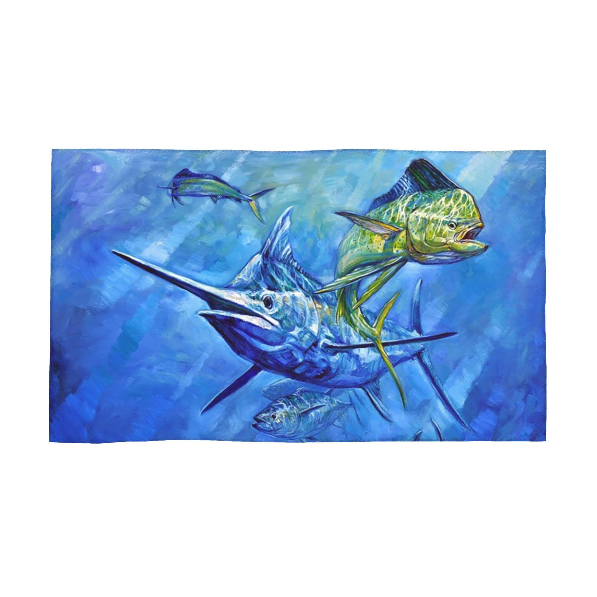 Dorado, Marlin, and Tuna Soft Face Towel Quick Dry Pool Bath Cotton Towels Absorbent Quick W40*H60(CM)