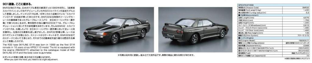 Aoshima Bunka Kyozai Scale The Model Car Series 12 Nissan BNR32 Skyline 1989 Plastic Model 1/24 No. GT-R