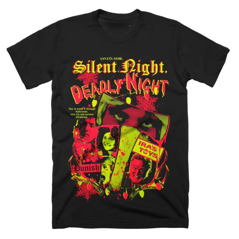 Summer Cult Christmas Killer Horror Pattern Short Sleeved Streetwear Loose Fit 80s Top Silent Night Deadly Night Unisexs Tshirt