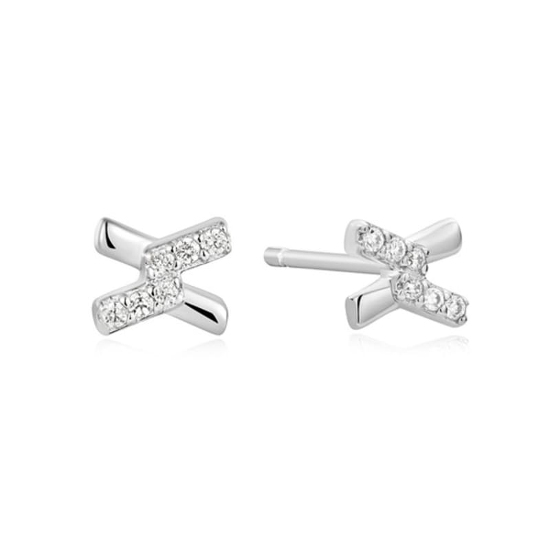 

ANIA HAIE Silver Cross Cubic Zirconia Stud 925 Silver Earrings E061-01H single type